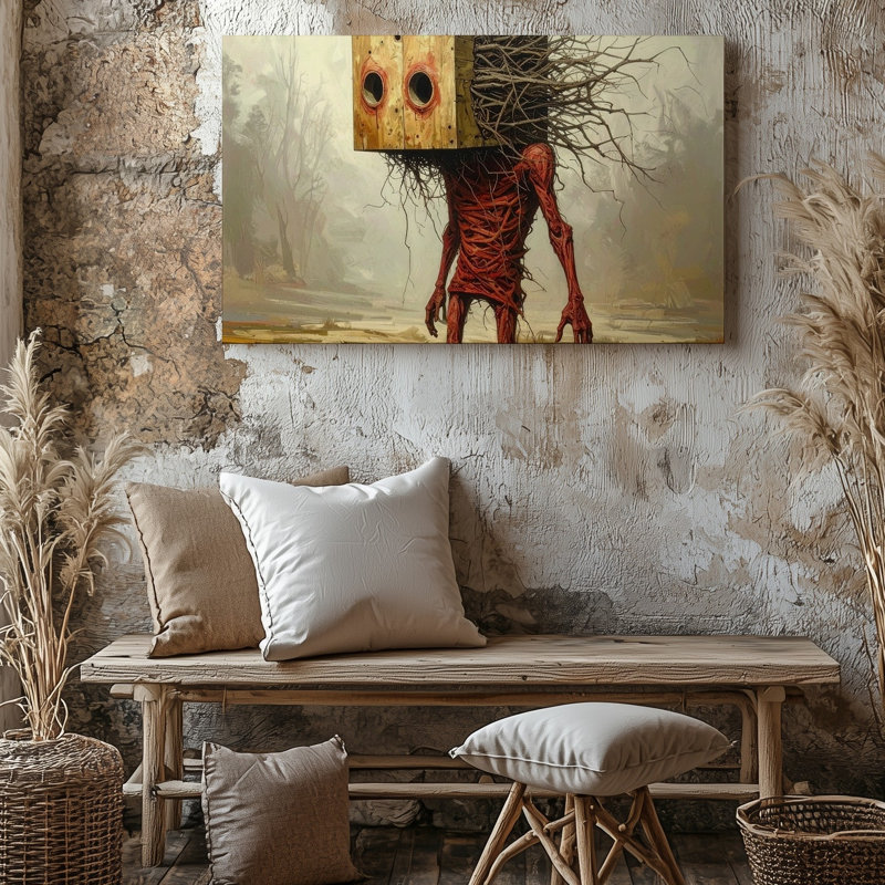 Toile avec art mural et tête de branche, H 16 po x l 20 po