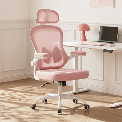 Ergonomic Mesh Office Chair with Thick Cushion, Adjustable Lumbar Support & Flip-up Arms
