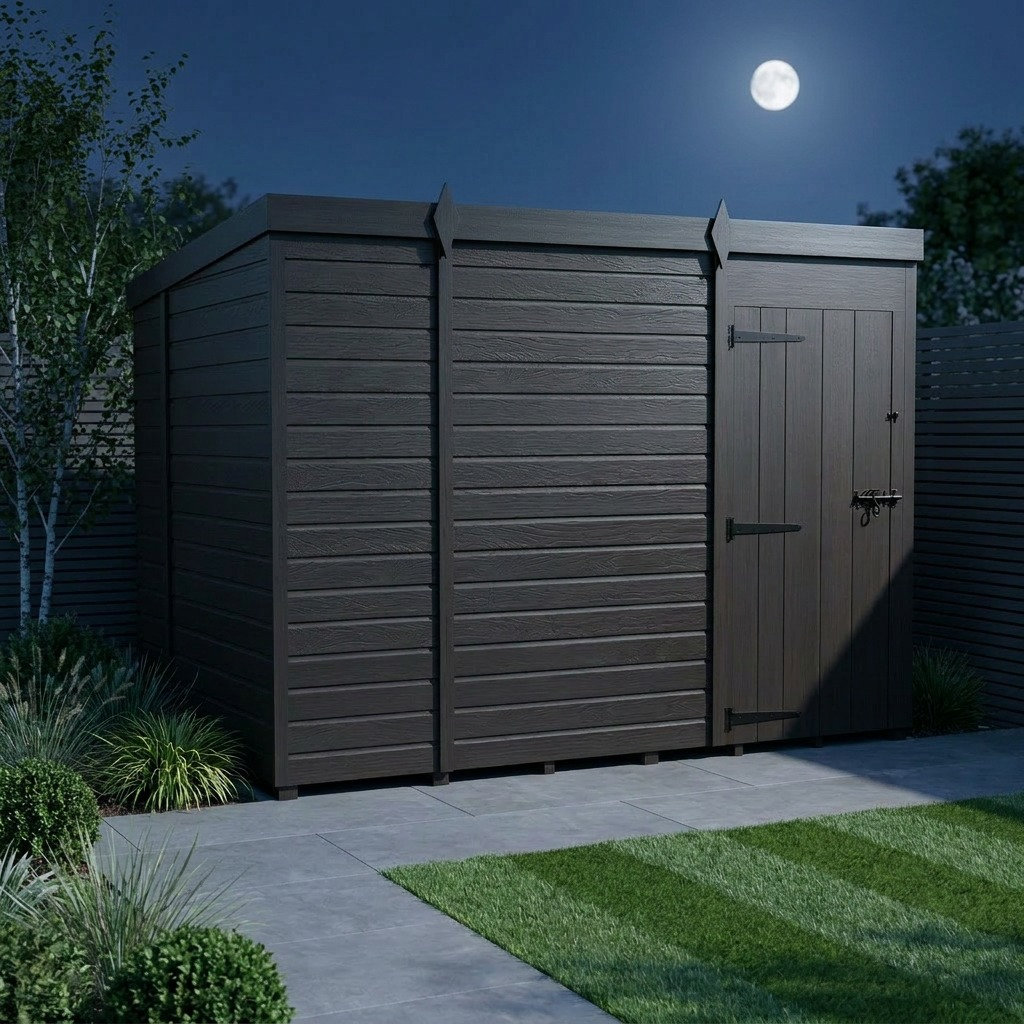 Total Sheds 9ft x 10ft Composite Pent Garden Shed - Single Door - No Windows - EPDM Rubber Roof - UK Manufactured