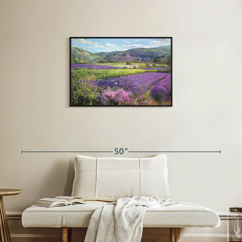 Champs de lavande dans la vieille Provence, 31 po x 21 po, Cadre flottant noir