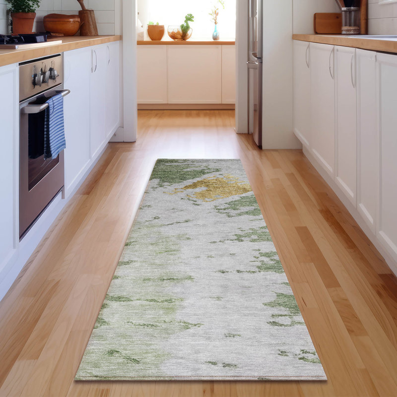 Tapis aloès Cerrito lavable à la machine de qualité supérieure, Tapis de couloir 2 pi 3 po x 7 pi 6 po