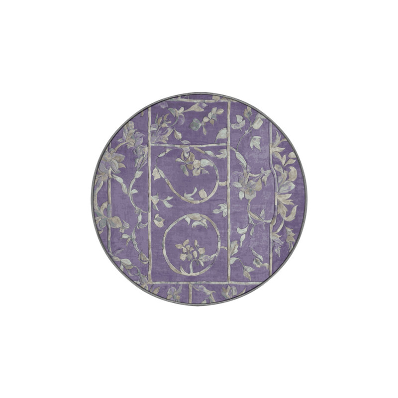 Machine Washable Purple Area Rug, Round 7'