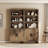 74" Tall Bookshelf With Door, Farmhouse Bookcase With Adjustable Shelf And Storage Cabinet, Library Wooden Bookshelf For Living Room, Office, Brown, Set Of 2-2043571414-2043571413