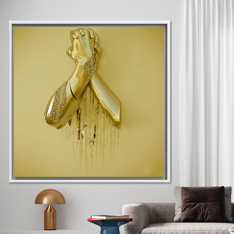 3d Gold Hand Wall Art, Trendy Wall Art, 3d Gold Metallic Canvas, Contemporary Printed, Modern Art, Abstract Canvas Art,
