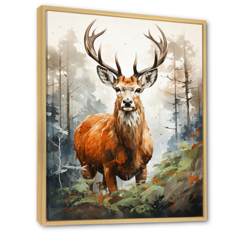 Deer Wonderers IV, H 32 po x l 16 po x P 1 po, Cadre naturel flottant