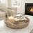 Handwoven Willow Round Ottoman Tray with Wooden Base and Handles, 20"-960475083