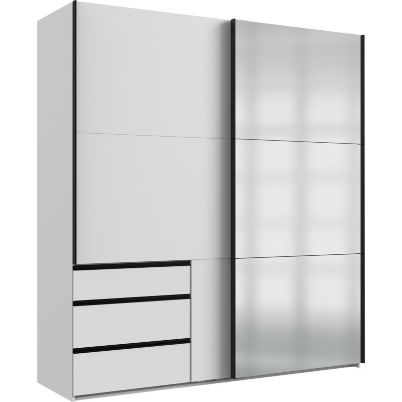Guardino 2 Door Wardrobe, White, 216cm H x 200cm W x 65cm D