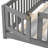 Platform Floor Bed Kids Bedroom Classic Gray Pine Wood Queen Size With Safety Guardrails-467282774-467282768