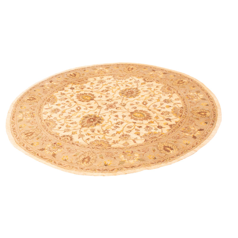 Tapis rond en laine noué à la main de conception unique 8 pi New Age Crescencio