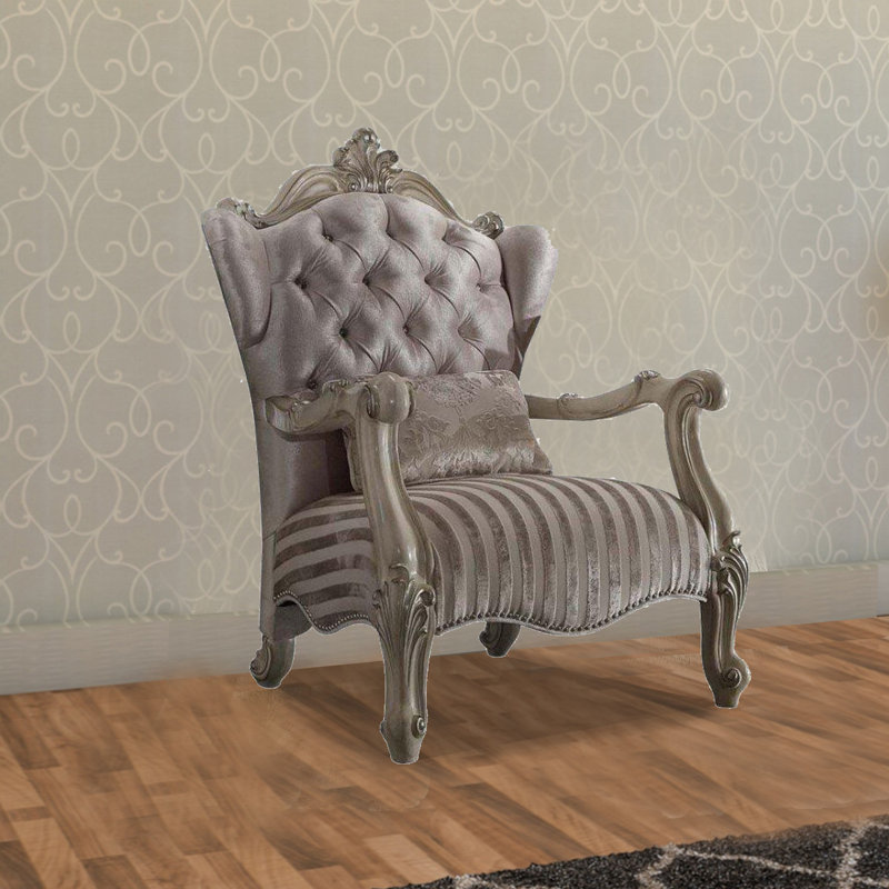 Leday Upholstered Armchair, Velvet Ivory/Bone White