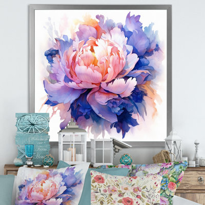 Coral Blue Peony Visons - Floral Wall Art