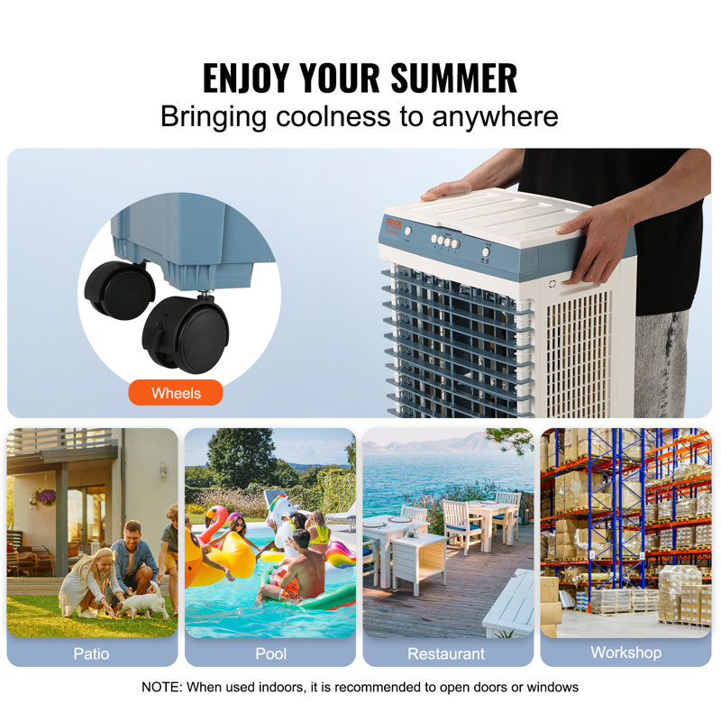 VEVOR 30.7" Blue Evaporative Air Cooler with Remote Control