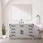Meuble-lavabo simple en chêne blanc 48 po X P 22 po D, dessus en quartz blanc et ensemble de robinet-117980174