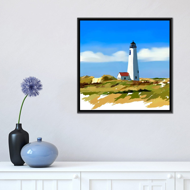 « phare scène iv », impression sur toile, H 18 po x l 18 po x P 1,5 po, Toile avec cadre noir, Pas de tapis