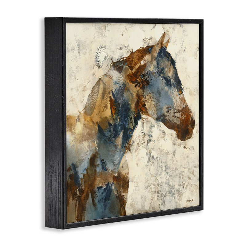 «Earthy Abstract Layered Horse», estampe numérique par Scott Brems, Cadre noir, H 12 po x l 12 po x P 1,5 po
