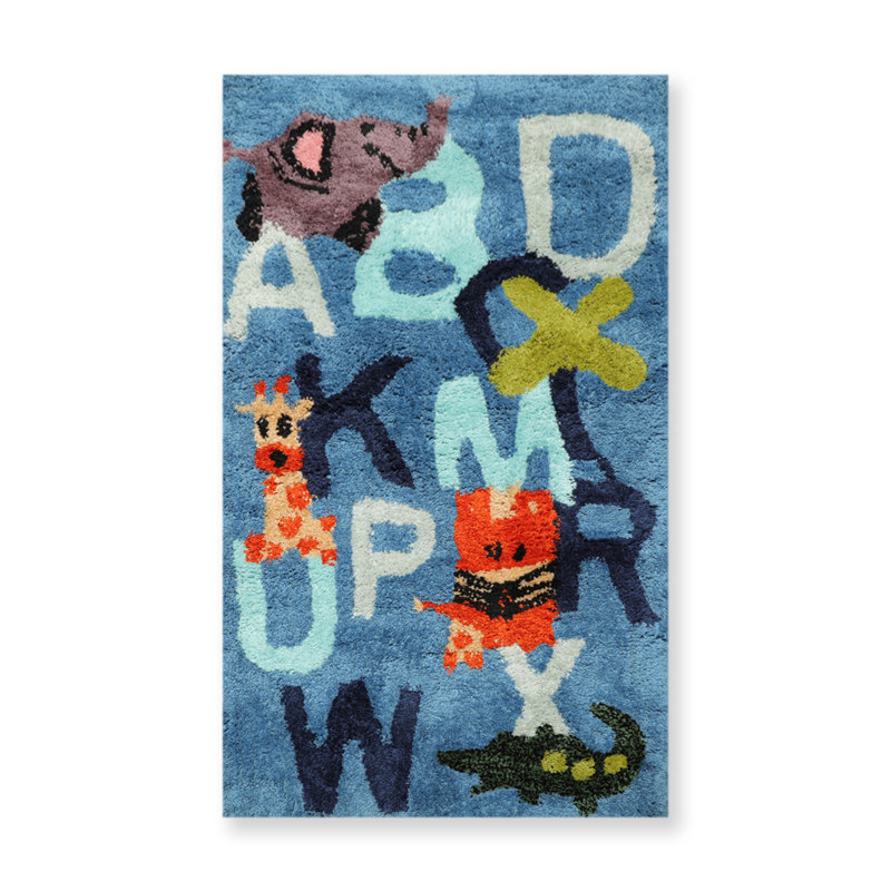 Yanique Hand Tufted Rectangle 3' x 5' Cotton/Polyester Area Rug in Blue/Black/Red/Green