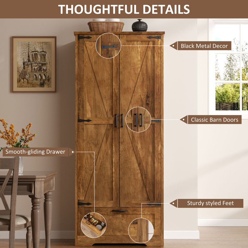 Denizard 65" Kitchen Pantry , Brown