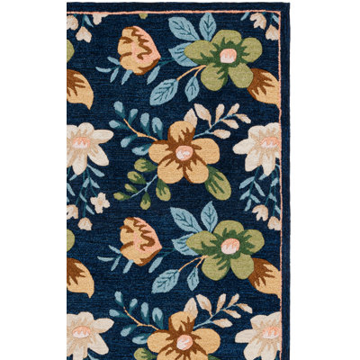 Rolman Hand Tufted Wool/Cotton Performance Floral Rug in Beige/Green/Blue