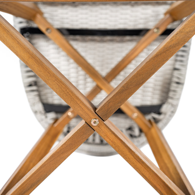 Tabourets de comptoir en rotin PE de 26,7 po de hauteur avec structure en bois d'acacia Rocky, Gris clair