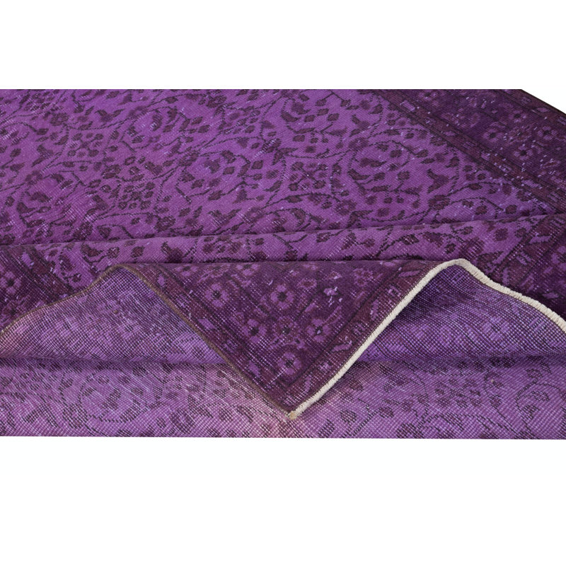 Tapis antibactérien 5,5 pi x 9,3 pi de couleur mauve moderne fabriqué à la main en Turquie
