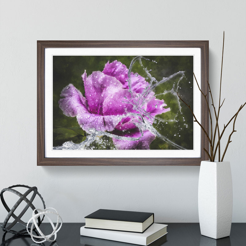 Purple Peony Flower Vol.2 - Framed Print, 27cm H x 36cm W x 2cm D, Walnut Framed