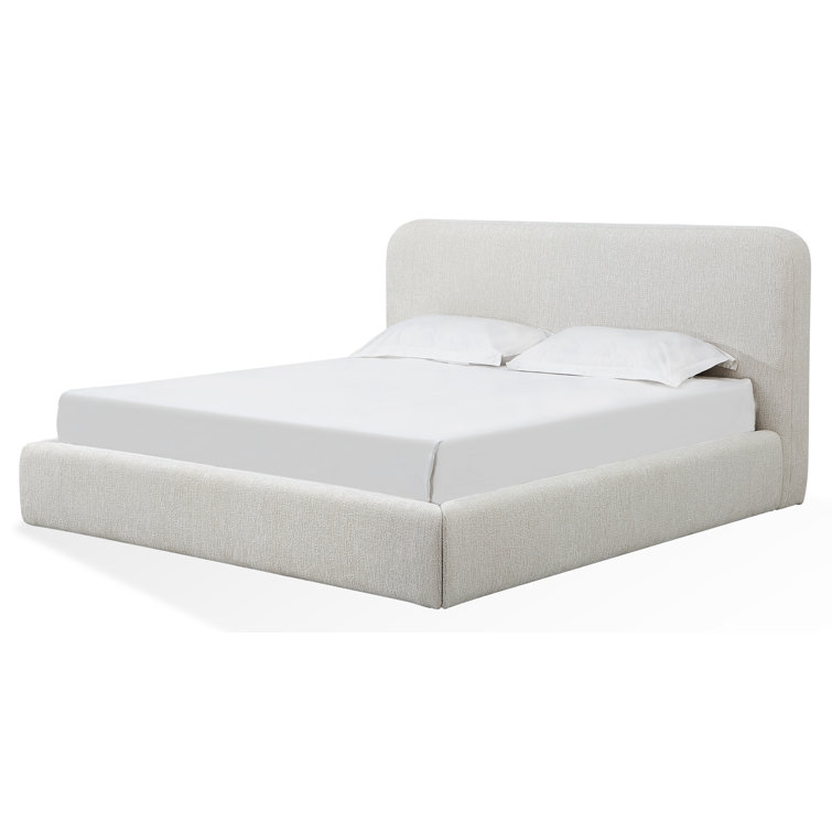 Elora Upholstered Platform Bed In Whitewashed Chenille