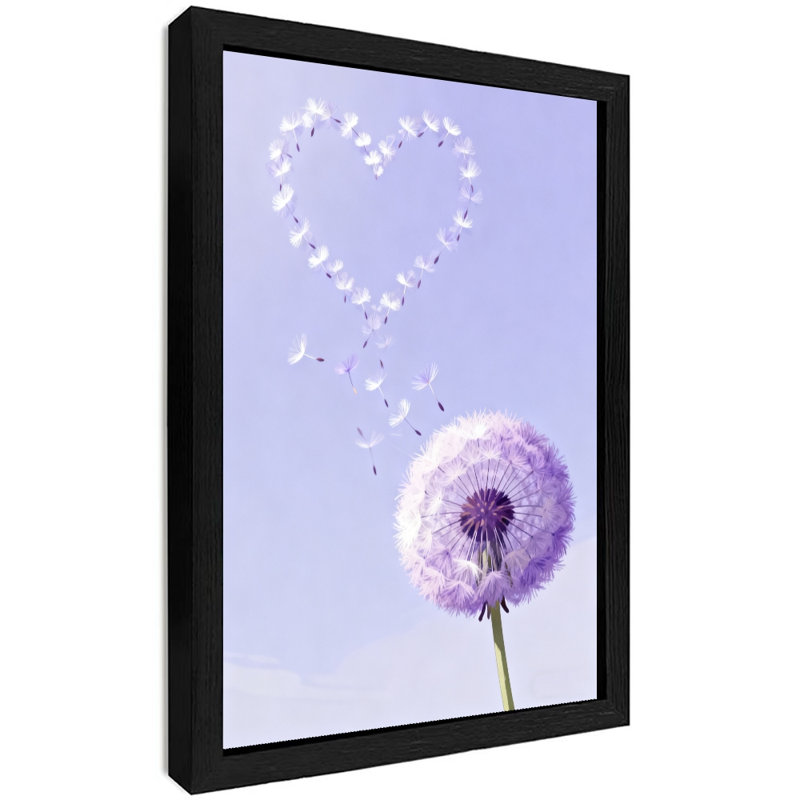 Art mural rétro noir avec pissenlit amour, impressions de style rétro, H 37 po x l 25 po