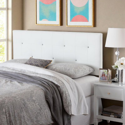 Faux Leather Headboard with Crystal Buttons