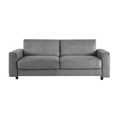 Velours côtelé gris moderne à 3 places avec tissu confortable et soutien solide au toucher doux, visuel épuré, cadre pour la décoration de bureau à domicile