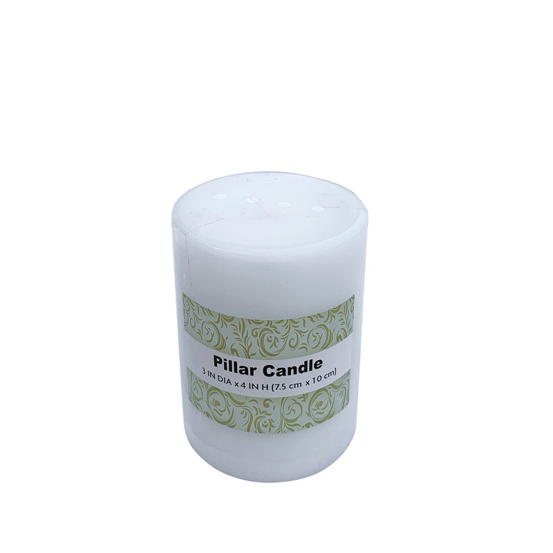 Bougie cylindrique sans parfum, Blanc, H 4 po x l 3 po x P 3 po, 24