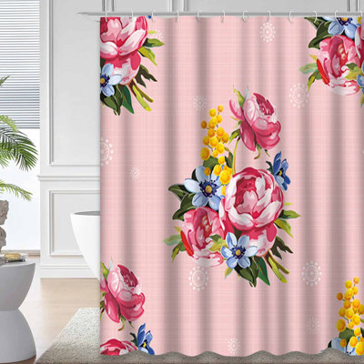 Magnifique rideau de douche avec 12 crochets Bloom