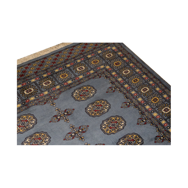 Wool Oriental Area Rug in Beige/Matte Blue/Red