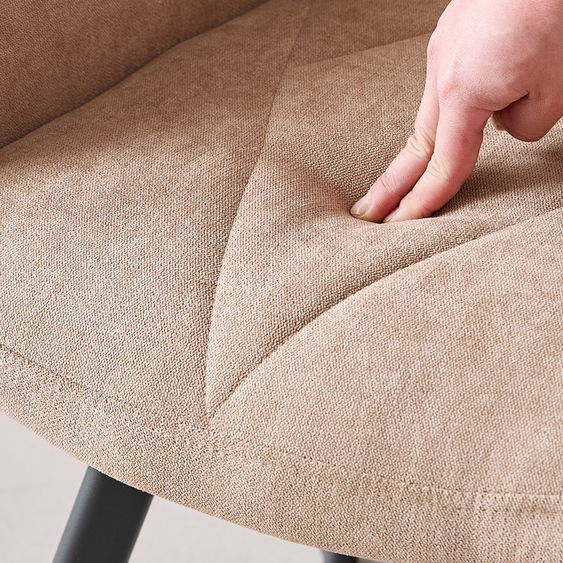 Nordic Style Swivel Dining Chairs With Arms, Fabric Upholstered Accent Chairs,Metal Legs, 360° Swivel Kitchen Chairs , Khaki