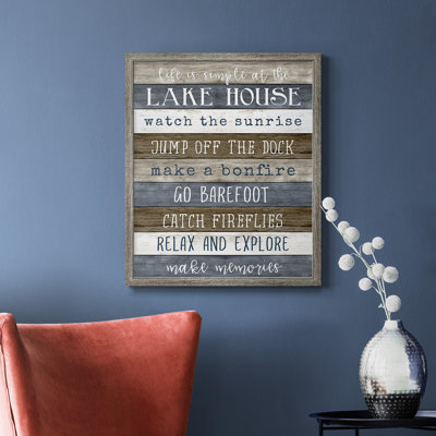 Toile encadrée de qualité supérieure Simple Lake Rules - prête à être accrochée
