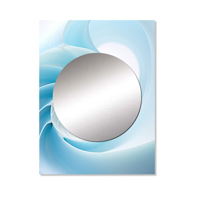 Annahi Azure Abyss Nautilus Spiral - Nautilus Decorative Mirror, Modern Large Wall Mirror, Printed Metal Art
