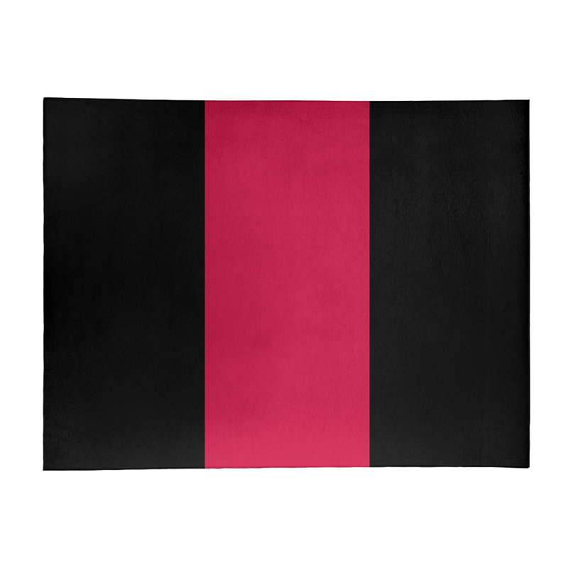 Tapis noir/rouge rayé, Rectangle 5 pi x 7 pi