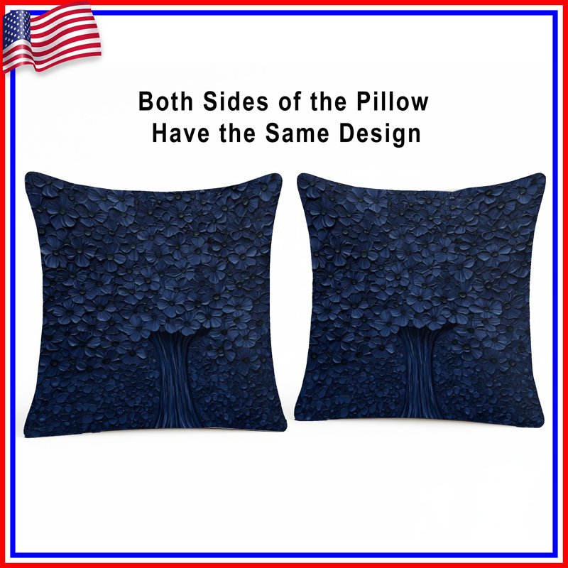 Coussins floraux bleus, 20 x 20 pouces