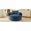 Fauteuil demi-tonneau pivotant sur 360 ° en velours côtelé bleu doux pour salon et chambre à coucher-831197904