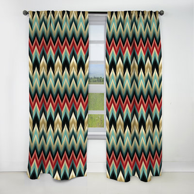 Motif à chevrons multicolores et opulence glamour - Rideau à chevrons - Rideau occultant - 1 panneau