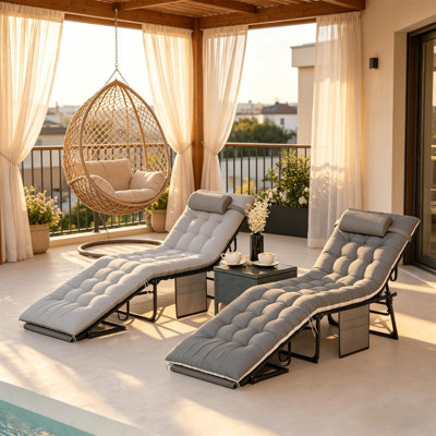 Set Of 2 Adjustable Folding Pool Lounge Chair