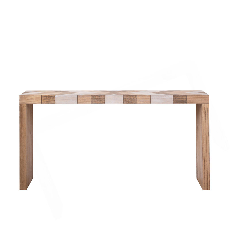 Console moderne, table d'entrée de 62 po avec plateau à chevrons, canapé en bois manufacturé pour le couloir, le salon ou le bureau