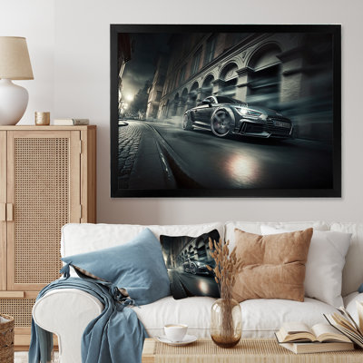 " Futuristic Silver Audi Sports Car Racing In Urban Setting I "
