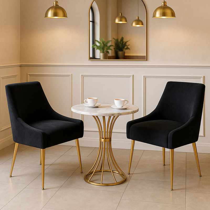 Chaise d'appoint en velours Lashana, Noir, noir, noir, noir