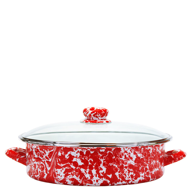 Swirl Saute Pan with Lid, Red, 5 Qt.