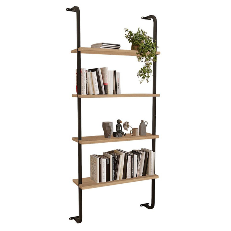 Adiah 150cm H x 64.3cm W Metal Bookcase, Sapphire Oak