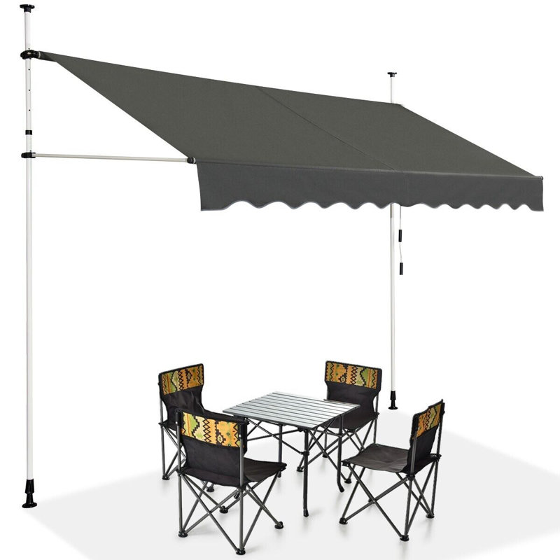 17 Stories 300 cm W x 120 cm D Damask Fabric Retractable Patio Awning