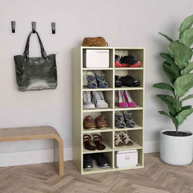 Range-chaussures avec compartiments Range-chaussures, Chêne sonoma, 12 tablettes (H 39,6 po x l 21,3 po x P 13,4 po)