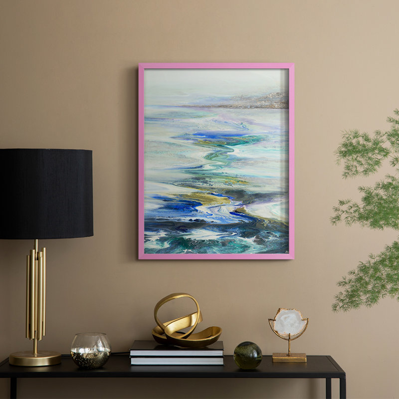 Impression encadrée «Slow Melt» - bois massif, H 21 po x l 17 po, Rose