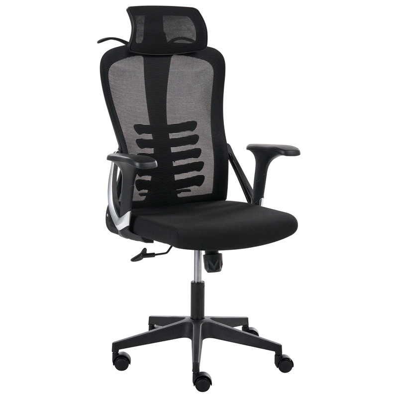 Brayden Studio Office Chair with Headrest, Black, Black