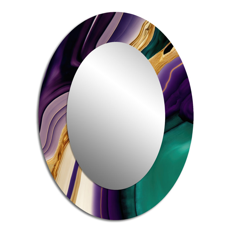 Miroir mural mauve, vert et doré, 40" x 30"